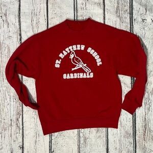 VTG St. Matthew School Cardinals Red Sweater Jumper Pullover Sweatshirt